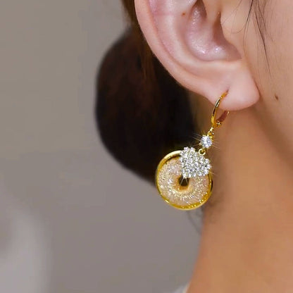 Gold Wire Mesh Circle Earings