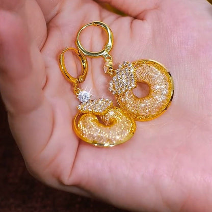 Gold Wire Mesh Circle Earings